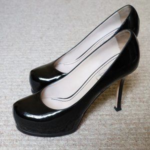 Yves Saint Laurent Black Patent Leather Platform Pumps